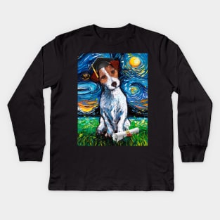 Jack Russell Starry Night Graduation Kids Long Sleeve T-Shirt